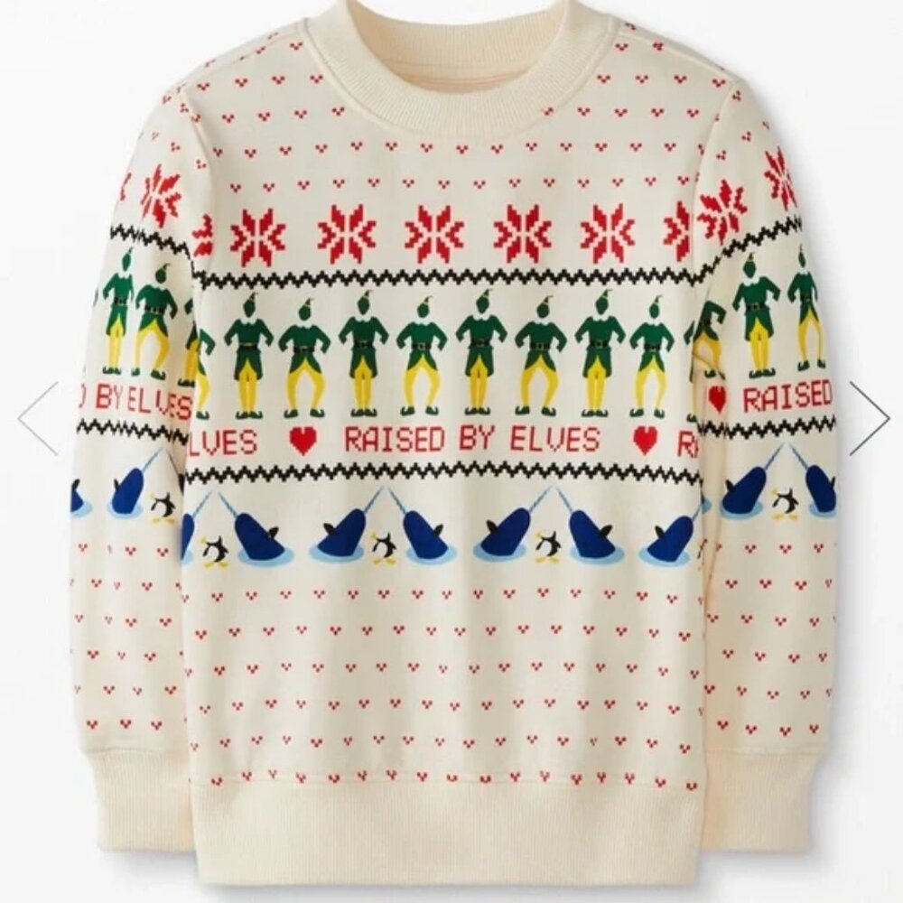 Hanna Anderson ELF (Buddy the Elf) holiday sweater, sweatshirt, kids US 10